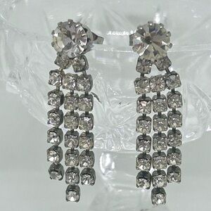 Vintage Clear Stones Chandelier Earrings